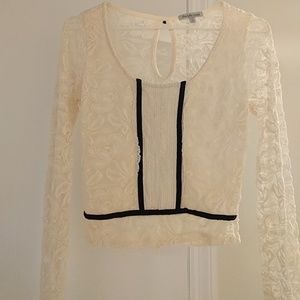 Sheer Tuxedo Lace Crop Top